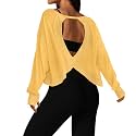 UNIANKIYA Open Back Workout Tops for Women Long Sleeve Cropped Athletic Clothes Gym Running Yoga Low Impact Sports T Shirts