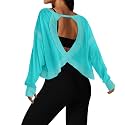 UNIANKIYA Open Back Workout Tops for Women Long Sleeve Cropped Athletic Clothes Gym Running Yoga Low Impact Sports T Shirts