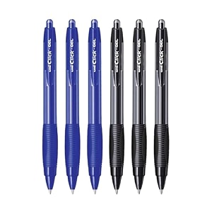 uni-ball click gel x sgr7 07 mm retractable gel pens 3 blue amp 3 black ink pack of 6