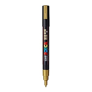 posca uni-ball uniball 3m 09-13 mm bullet shaped marker pen gold inkpack of 1