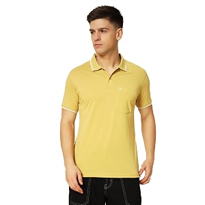 UNIBERRY Mens Cotton Half Sleeves Solid Polo
