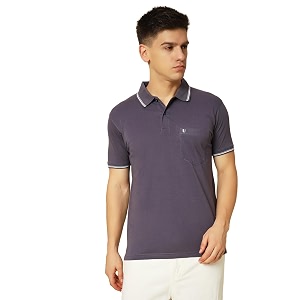 UNIBERRY Mens Cotton Half Sleeves Solid Polo