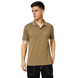 UNIBERRY Mens Cotton Half Sleeves Solid Polo