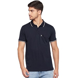 UNIBERRY Mens Cotton Half Sleeves Solid Polo