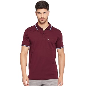 UNIBERRY Mens Cotton Half Sleeves Solid Polo