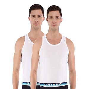 Unibro solid cotton white pack of 2