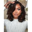 UNICE 12 inch Loose Wavy Short Bob Wigs human Hair Chestnut Brown 13x4 Lace Front Glueless Wigs Human Hair Pre Plucked Pre Cut Lace Bleached Knots Ready to Wear Wig
