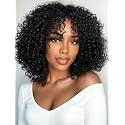 UNICE Afro Kinky Curly Human Hair Wig with Finger Coil Ends 18 Inch