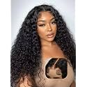 UNICE Bye Bye Knots Glueless Wig Pre Plucked Pre Cut Water Wave 7x5 Lace Front Wigs Human Hair Wet and Wavy Put on and Go Glueless Human Hair Wig 150% Density 22 inch