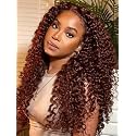 UNICE Bye Bye Slip Curly Human Hair Wig Reddish Brown 24 inch