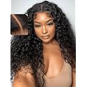 UNICE Bye Bye Slip Water Wave Human Hair Wig Glueless 7x5 Lace Front Wig Pre Plucked Pre Cut Bleached Knots Wet and Wavy Drawstring Wig Beginner Friendly 150% Density 28 inch