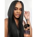 UNICE Bye Bye Slip Wig Black Yaki Straight 7x5 Lace Front Drawstring Wigs Human Hair Flexible Mesh Cap with Secure Silicone Strips Bye Bye Knots Glueless Wig Pre Plucked Pre Cut 18 inch