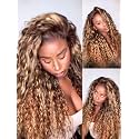 UNICE Caramel Brown Highlights Water Wave Human Hair Wig 26 Inch