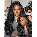 UNICE Kinky Straight Human Hair Wig Real Scalp 13x4 HD Lace Front Glueless Wigs with Drawstring Pre Plucked Pre Cut Natural Black Wig for Women 24 inch