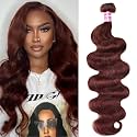 UNICE Reddish Brown Body Wave Human Hair Weave 1 Bundle 22 inch Brazilian Remy Human Hair Sew In Extensions 33b Color Soft and Keep Waves after Multiple Washes