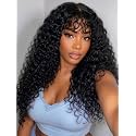 UNICE Shaggy Curly Human Hair Wig with Bangs 20 inch