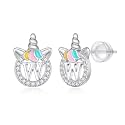 Unicorn Earrings Gifts for Girls - 925 Sterling Silver Stud Earrings