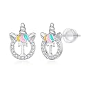 Unicorn Earrings Gifts for Girls - 925 Sterling Silver Stud Earrings