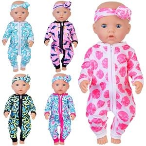 unicorn element 5 sets 14-18 inch baby doll clothes outfits casual wear for 17 inch baby doll 10 pcs girl doll clothes and headbands for 15-18 inch doll