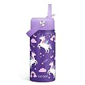 Unicorn Kids Water Bottle With Straw Lid 12oz Insulated Stainless Steel, Travel Tumbler, Unicorn Gifts For Girls, Birthday, Christmas, Back To School