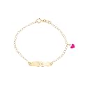 UNICORNJ 14k Gold ID Bracelet Engravable Girls Boys Kids Baby Infant, Personalized Figaro Curb Chain Name Bracelets for Babies Newborn Toddler Child Girl Boy Yellow Gold, Made in Italy