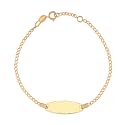 UNICORNJ 14k Gold ID Bracelet Engravable Girls Boys Kids Baby Infant, Personalized Figaro Curb Chain Name Bracelets for Babies Newborn Toddler Child Girl Boy Yellow Gold, Made in Italy