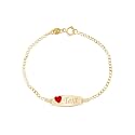 UNICORNJ 14k Gold ID Bracelet Engravable Girls Boys Kids Baby Infant, Personalized Figaro Curb Chain Name Bracelets for Babies Newborn Toddler Child Girl Boy Yellow Gold, Made in Italy