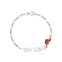 UNICORNJ 925 Italy Sterling Silver Child or Baby Name Bracelet Girls Boys, Personalized Engraved Kids ID Bracelets, 6.5" Figaro Chain, Enamel Charm Newborn Infant Toddler Kid Jewelry
