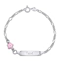 UNICORNJ 925 Italy Sterling Silver Child or Baby Name Bracelet Girls Boys, Personalized Engraved Kids ID Bracelets, 6.5" Figaro Chain, Enamel Charm Newborn Infant Toddler Kid Jewelry