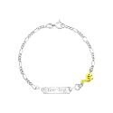 UNICORNJ 925 Italy Sterling Silver Child or Baby Name Bracelet Girls Boys, Personalized Engraved Kids ID Bracelets, 6.5" Figaro Chain, Enamel Charm Newborn Infant Toddler Kid Jewelry