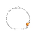 UNICORNJ 925 Italy Sterling Silver Child or Baby Name Bracelet Girls Boys, Personalized Engraved Kids ID Bracelets, 6.5" Figaro Chain, Enamel Charm Newborn Infant Toddler Kid Jewelry