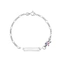 UNICORNJ 925 Italy Sterling Silver Child or Baby Name Bracelet Girls Boys, Personalized Engraved Kids ID Bracelets, 6.5" Figaro Chain, Enamel Charm Newborn Infant Toddler Kid Jewelry