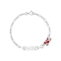 UNICORNJ 925 Italy Sterling Silver Child or Baby Name Bracelet Girls Boys, Personalized Engraved Kids ID Bracelets, 6.5" Figaro Chain, Enamel Charm Newborn Infant Toddler Kid Jewelry
