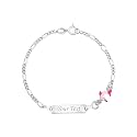 UNICORNJ 925 Italy Sterling Silver Child or Baby Name Bracelet Girls Boys, Personalized Engraved Kids ID Bracelets, 6.5" Figaro Chain, Enamel Charm Newborn Infant Toddler Kid Jewelry