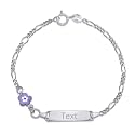 UNICORNJ 925 Italy Sterling Silver Child or Baby Name Bracelet Girls Boys, Personalized Engraved Kids ID Bracelets, 6.5" Figaro Chain, Enamel Charm Newborn Infant Toddler Kid Jewelry