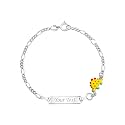 UNICORNJ 925 Italy Sterling Silver Child or Baby Name Bracelet Girls Boys, Personalized Engraved Kids ID Bracelets, 6.5" Figaro Chain, Enamel Charm Newborn Infant Toddler Kid Jewelry