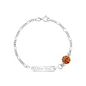 UNICORNJ 925 Italy Sterling Silver Child or Baby Name Bracelet Girls Boys, Personalized Engraved Kids ID Bracelets, 6.5" Figaro Chain, Enamel Charm Newborn Infant Toddler Kid Jewelry