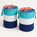 Durable and Collapsible Non Woven Laundry Storage Bag with Handles Clothes &amp; Toys Storage Foldable Laundry Bag Combo Pack of 2 Pieces (Red, 45 L) (Green)