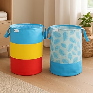 laundry bag 45 l durable foldable laundry storage basket with handles for clothes toys amp linen collapsible fabric laundry hamper for bedroom bathroom amp home combo pack of 2