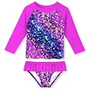 UNIFACO Girls Swimsuit Two Piece Long Sleeve UPF 50+ Bathing Suit, 2-8T
