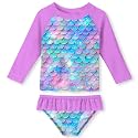 UNIFACO Girls Swimsuit Two Piece Long Sleeve UPF 50+ Bathing Suit, 2-8T