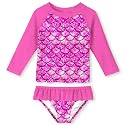 UNIFACO Girls Swimsuit Two Piece Long Sleeve UPF 50+ Bathing Suit, 2-8T
