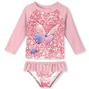 UNIFACO Girls Swimsuit Two Piece Long Sleeve UPF 50+ Bathing Suit, 2-8T
