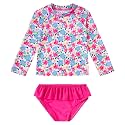 UNIFACO Girls Swimsuit Two Piece Long Sleeve UPF 50+ Bathing Suit, 2-8T