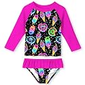 UNIFACO Girls Swimsuit Two Piece Long Sleeve UPF 50+ Bathing Suit, 2-8T
