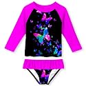 UNIFACO Girls Swimsuit Two Piece Long Sleeve UPF 50+ Bathing Suit, 2-8T