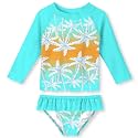 UNIFACO Girls Swimsuit Two Piece Long Sleeve UPF 50+ Bathing Suit, 2-8T