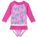 UNIFACO Girls Swimsuit Two Piece Long Sleeve UPF 50+ Bathing Suit, 2-8T