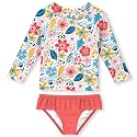 UNIFACO Girls Swimsuit Two Piece Long Sleeve UPF 50+ Bathing Suit, 2-8T