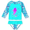 UNIFACO Girls Swimsuit Two Piece Long Sleeve UPF 50+ Bathing Suit, 2-8T
